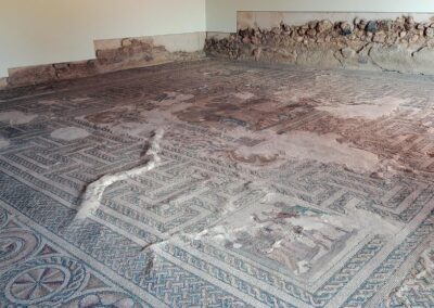 La Malena, Azuara. Estancia 26. Mosaico con emblema central de las Bodas de Cadmo y Armonía. Foto: Sara Gimeno